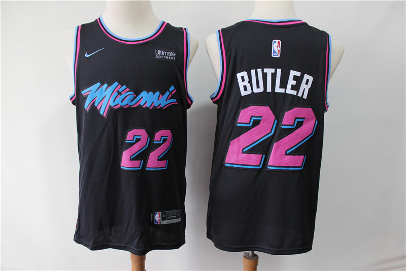 Men Miami Heat #22 Butler Black City Edition Game Nike NBA Jerseys->miami heat->NBA Jersey